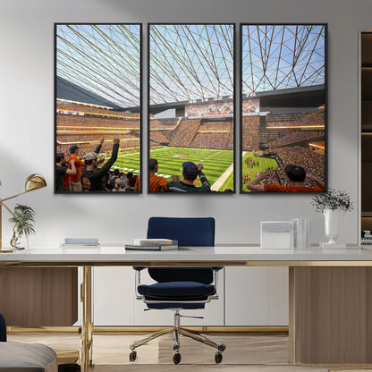 81960112-MGV-FC-48X32-3P_Black-Futuristic Football Stadium Wall Art – Modern Dome Arena Canvas Print, Chicago Bears Concept Design Sports Decor for Man Cave or