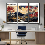 28945903-MGV-CV-36X24-Japanese Wall Art – Mount Fuji Canvas Print with Cherry Blossoms and Golden Wave Motifs, Traditional Asian Inspired Artwork for