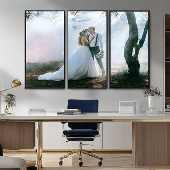 CSTM913-MGV-CV-36X24-Framed Wedding Canvas Print - Custom Wall Art Keepsake for Couples, Elegant Home Decoration Gift, Create Your Own Photo Canvas