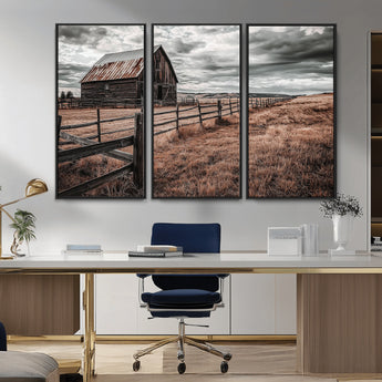 70676381-MGV-CV-36X24-Rustic Barn Wall Art – Weathered Farmhouse Canvas Print, Country Landscape Photography Decor for Bedroom, Living Room, Office,