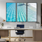 17528159-MGV-CV-36X24-Tropical Ocean Wall Art – Turquoise Water Canvas Print, Crystal Clear Beach Waves Photography Coastal Decor for Living Room,