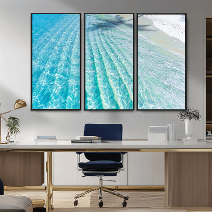 17528159-MGV-CV-36X24-Tropical Ocean Wall Art – Turquoise Water Canvas Print, Crystal Clear Beach Waves Photography Coastal Decor for Living Room,