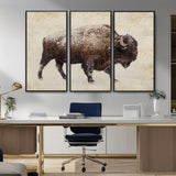 54810031-MGV-CV-36X24-Western Wall Art – Snow Covered Bison Canvas Print, Rustic Wildlife Photography Decor for Bedroom, Living Room, Office, Lodge,