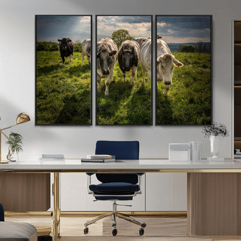 67277447-MGV-CV-36X24-Farmhouse Wall Art – Herd of Cows Canvas Print, Rustic Country Pasture Photography Decor for Bedroom, Living Room, Office, Ranch,