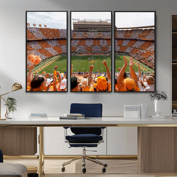 76011417-MGV-CV-36X24-Tennessee Volunteers Wall Art – Neyland Stadium Checkerboard Crowd Canvas Print, Vols Football Game Day Fan Perspective Sports