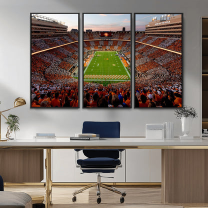 37160229-MGV-CV-36X24-Tennessee Volunteers Wall Art – Neyland Stadium Sunset Checkerboard Game Canvas Print, Vols Football Panorama Sports Decor