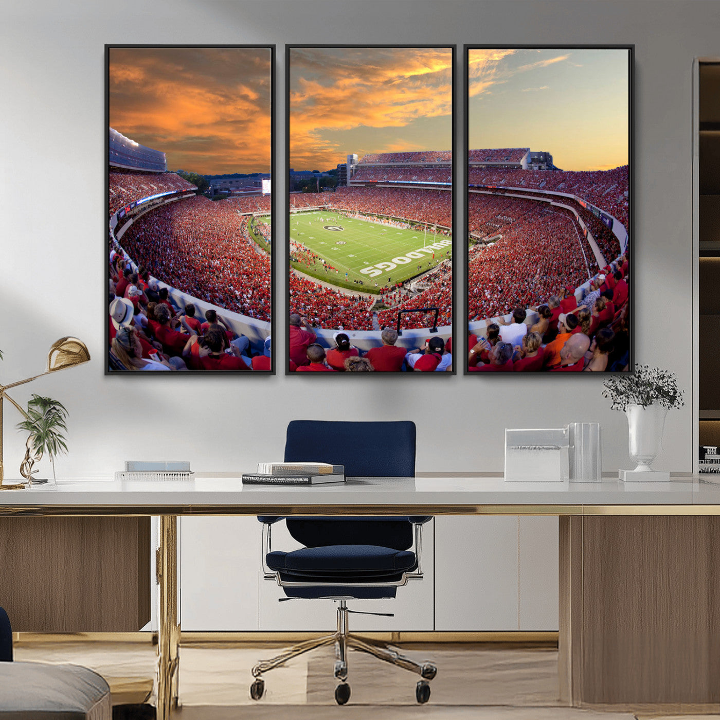 73680988-MGV-CV-36X24-Georgia Bulldogs Stadium Wall Art – Panoramic Football Field Canvas Print, Game Day Decor for Home, Office, Fan Cave, Sports