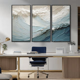 53646-MGV-CV-36X24-Ocean Wave Wall Art Canvas Print, Framed Textured Seascape Art Picture Print, Modern Ocean Perfect Minimal Coastal 2/2 Decor