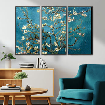 91714-MGV-CV-36X24-Almond Blossoms Wall Art – Handcrafted Van Gogh Inspired Floral Canvas Print, Beautiful Nature Decor for Living Room, Bedroom, or
