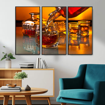 18250-MGV-CV-36X24-Whiskey Pour Wall Art – Captivating Whiskey Splash Canvas Print, Elegant Bar or Home Lounge Decor for Office, Man Cave or Living