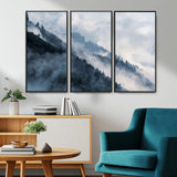 85737-MGV-CV-36X24-Misty Mountain Wall Art – Atmospheric Pine Forest Canvas Print with Fog and Mist, Calm Nature Decor for Living Room, Bedroom,