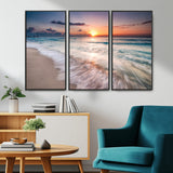 71849-MGV-CV-36X24-Sunrise Ocean Beach Wall Art – Serene Seascape Canvas Print with Gentle Waves, Coastal Nature Decor for Bedroom, Living Room or