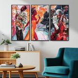 24452-MGV-CV-36X24-Vibrant Jazz Musician Painting - Expressive Art Print of Live Jazz Band, Perfect Wall Decor for Music Lovers and Art Enthusiasts