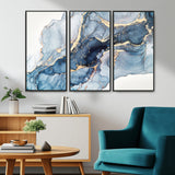 33782-MGV-CV-36X24-Abstract Marble Wall Art – Blue & Gold Fluid Painting Canvas Print, Modern Home Decor for Living Room, Bedroom or Office