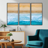 43046-MGV-CV-36X24-Aerial Beach Wall Art – Serene Ocean Waves & Sandy Shore Canvas Print, Coastal Home Decor for Living Room, Bedroom or Office