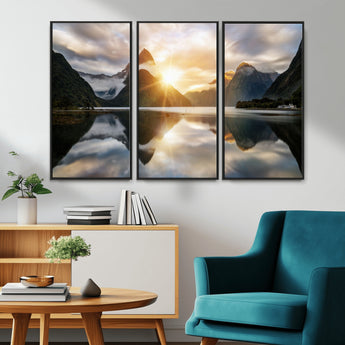 78842-MGV-CV-36X24-Sunrise Mountain Reflection Wall Art – Stunning Nature Landscape Canvas Print for Home, Office, Living Room or Relaxing Space