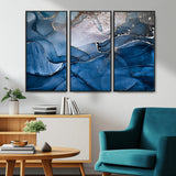 27810-MGV-CV-36X24-Abstract Blue Gold Fluid Art Wall – Modern Canvas Print, Elegant Home & Office Wall Art, Stylish Living Room or Bedroom Decor