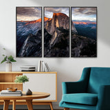 31332-MGV-FC-48X32-3P_Black-Mountain Landscape Wall Art – Majestic Sunset Rock Formation Canvas Print, Nature Scenic Decor for Living Room, Office, Cabin or