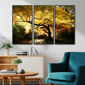 19067-MGV-CV-36X24-Golden Canopy Wall Art – Panoramic Autumn Tree Canvas Print, Warm Seasonal Decor for Living Room, Office or Garden Space
