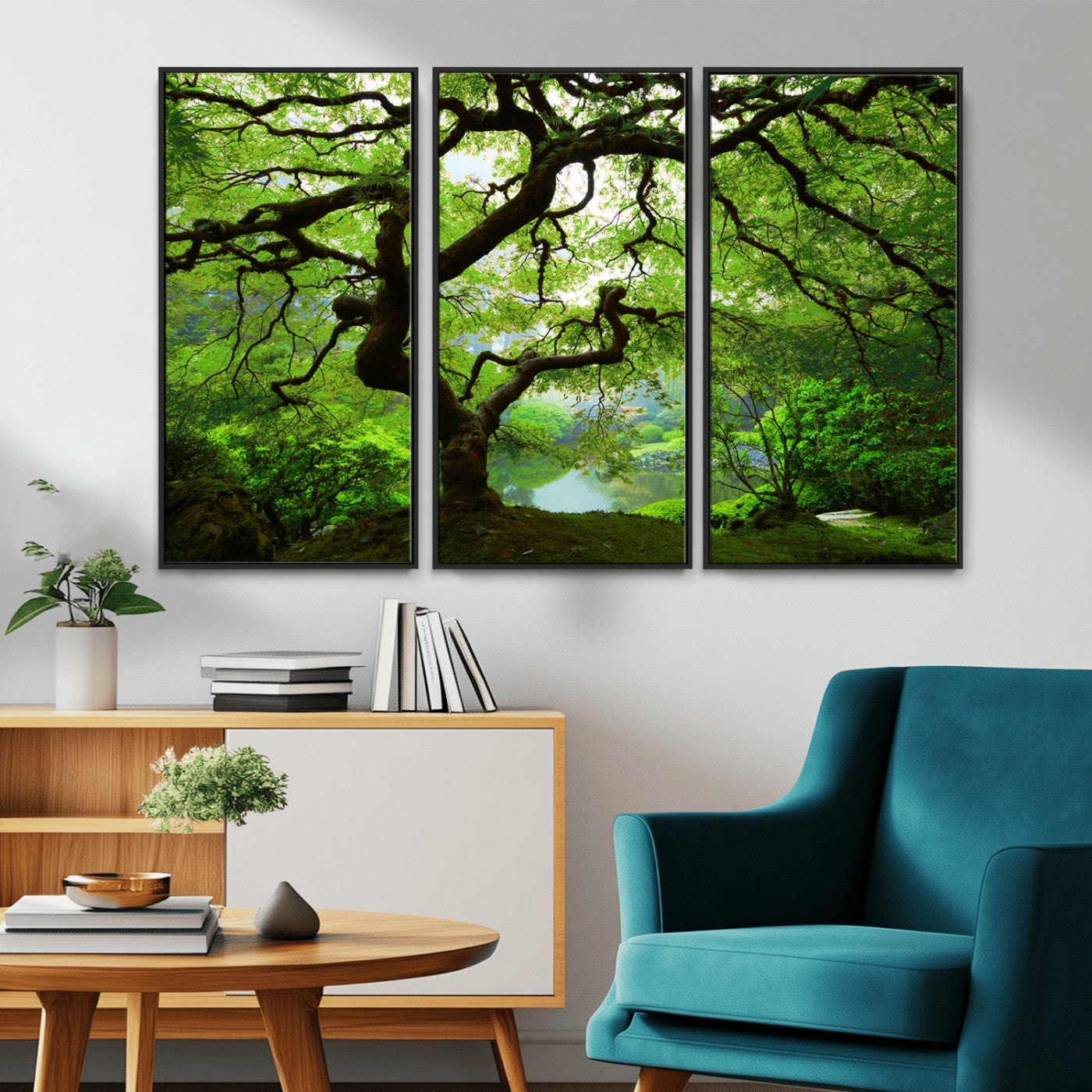 18094-MGV-CV-36X24-Emerald Canopy Wall Art – Panoramic Lush Green Tree Canvas Print, Serene Nature Decor for Office, Living Room or Meditation Space