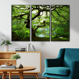 18094-MGV-CV-36X24-Emerald Canopy Wall Art – Panoramic Lush Green Tree Canvas Print, Serene Nature Decor for Office, Living Room or Meditation Space