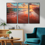 77723-MGV-CV-36X24-Sunset Beach Wall Art – Vibrant Ocean Waves and Golden Horizon Canvas Print, Coastal Seascape Photography Home Decor