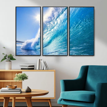 37494-MGV-CV-36X24-Ocean Wave Canvas Art – Stunning Blue Wave Photography, Coastal Wall Decor for Living Room, Bedroom or Office