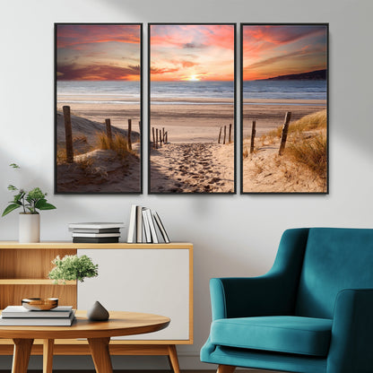 78111-MGV-CV-36X24-Sunset Pathway Wall Art – Panoramic Coastal Canvas Print, Tranquil Beach Decor for Living Room, Office or Bedroom