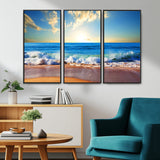 50522-MGV-CV-36X24-Ocean Sunrise Wall Art – Peaceful Beach Waves and Golden Horizon Canvas Print, Coastal Seascape Decor for Home or Office