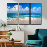 60364-MGV-CV-36X24-Tropical Ocean Wave Wall Art – Serene Blue Sea and White Sand Beach Canvas Print, Coastal Landscape Decor for Living Room, Bedroom