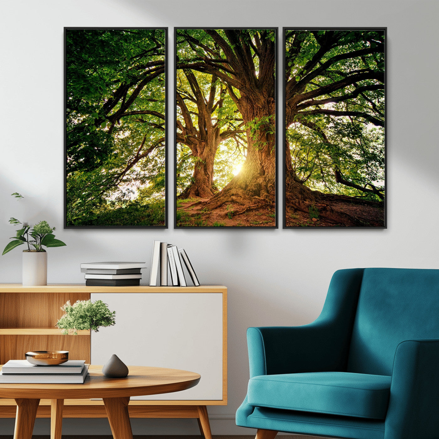 52150-MGV-CV-36X24-Majestic Tree Wall Art – Large Nature Canvas Print with Sunlight Through Branches, Rustic Forest Decor for Living Room, Bedroom or