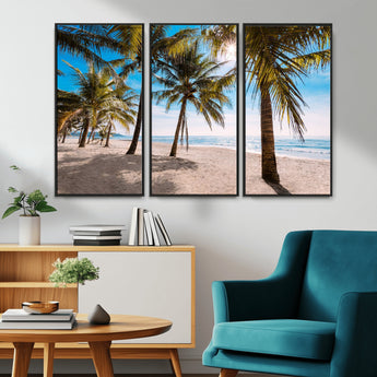 98175-MGV-CV-36X24-Tropical Palm Beach Wall Art – Relaxing Ocean Shore Canvas Print with Palm Trees, Coastal Summer Decor for Living Room, Bedroom or