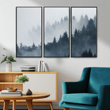 23671-MGV-CV-36X24-Misty Forest Wall Art – Serene Foggy Pine Trees Landscape Canvas Print, Tranquil Nature Decor for Living Room, Bedroom or Office