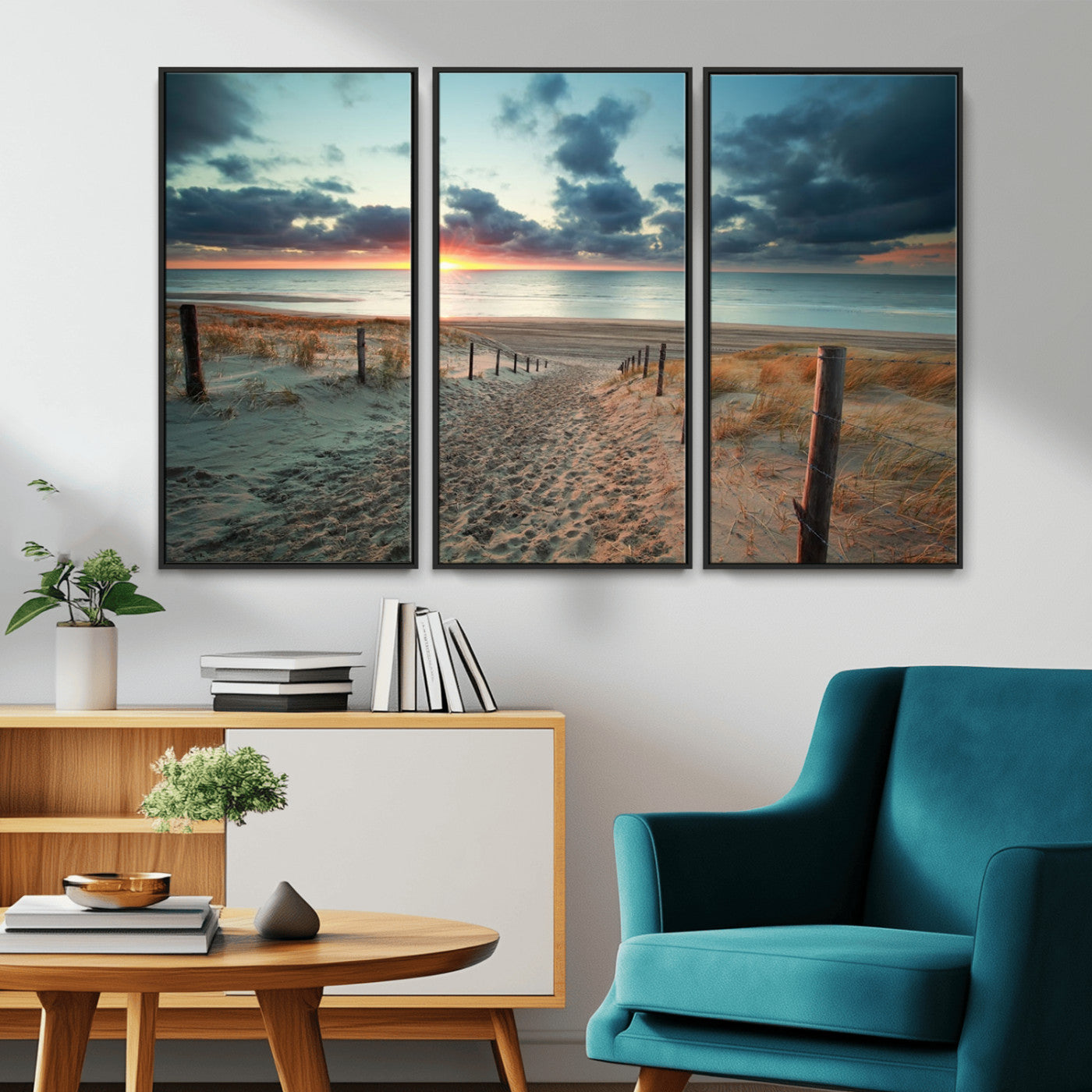 25788-MGV-CV-36X24-Sunset Beach Path Wall Art – Scenic Coastal Dunes and Ocean Canvas Print, Tranquil Seaside Landscape Decor for Living Room or