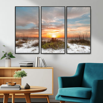 91064-MGV-CV-36X24-Beach Sunset Wall Art – Coastal Sand Dunes and Ocean Horizon Canvas Print, Seaside Landscape Wall Decor for Living Room, Bedroom