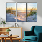 48907-MGV-CV-36X24-Beach Sunset Wall Art – Coastal Sand Dunes and Ocean View Canvas Print, Serene Seaside Landscape Painting for Living Room, Bedroom