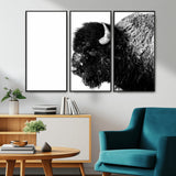 68780-MGV-CV-36X24-Bison Close-Up Wall Art – Black and White Buffalo Canvas Print, Rustic Wildlife Photography Decor for Living Room, Office, or