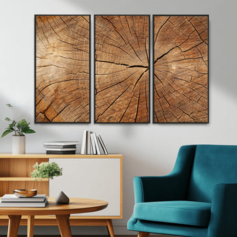61710-MGV-CV-36X24-Tree Rings Wall Art – Rustic Wood Grain Canvas Print of Tree Trunk Cross Section, Nature Inspired Decor for Cabin, Office, Living