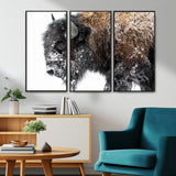 24304-MGV-CV-36X24-Bison Wall Art Canvas Print, Framed Winter Bison Art Picture Print, Snowy Buffalo Perfect Rustic Farmhouse Decor Artwork