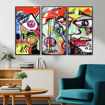 37796-MGV-CV-36X24-Picasso Style Wall Art Canvas Print, Framed Picasso Art Picture Print, Picasso Cubism Perfect Modern Abstract Decor Artwork