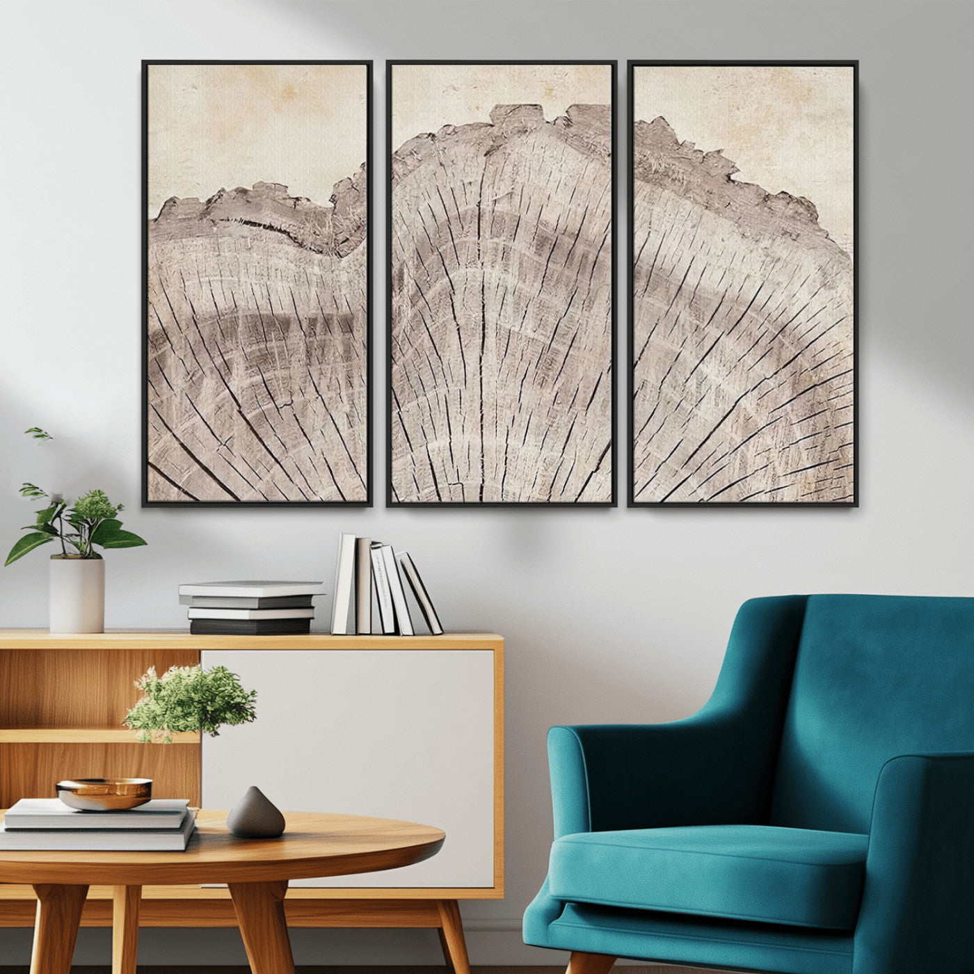 67528-MGV-CV-36X24-Wood Ring Wall Art Canvas Print, Framed Tree Ring Art Picture Print, Rustic Tree Ring Perfect Neutral Boho Decor Artwork