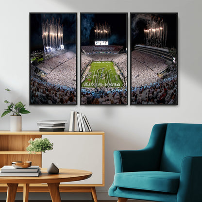 11391-MGV-CV-36X24-Penn State Stadium Wall Art – Panoramic White Out Football Game Canvas Print, College Sports Decor for Office, Man Cave, or Living