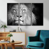 94453-MGV-CV-36X24-Lion Portrait Wall Art – Black and White King of the Jungle Canvas Print, Safari Wildlife Decor for Office, Bedroom, or Living
