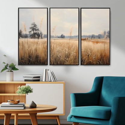 38193-MGV-CV-36X24-Golden Meadow Wall Art – Serene Grassland Landscape Canvas Print, Rustic Nature Decor for Bedroom, Living Room or Farmhouse