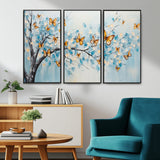 59455-MGV-CV-36X24-Butterfly Tree Branch Wall Art – Blue and Yellow Abstract Canvas Print, Modern Nature Artwork for Living Room, Bedroom or Office