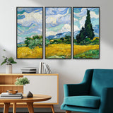 97252-MGV-CV-36X24-Wheat Field with Cypress – Van Gogh Wall Art, Impressionist Landscape Canvas Print, Rustic Home Decor for Living Room or Office