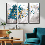 37564-MGV-CV-36X24-Butterfly Tree Wall Art – Modern Nature Canvas Print with Blue and Golden Butterflies, Elegant Decorative Painting for Living Room