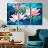 32559-MGV-CV-36X24-Lotus Flower Wall Art – Pink Water Lily Canvas Print, Tranquil Nature Decor for Living Room, Bedroom or Meditation Space