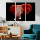 14788-MGV-CV-36X24-Red Elephant Wall Art – Bold Wildlife Canvas Print, African Safari Animal Decor for Living Room, Bedroom or Office