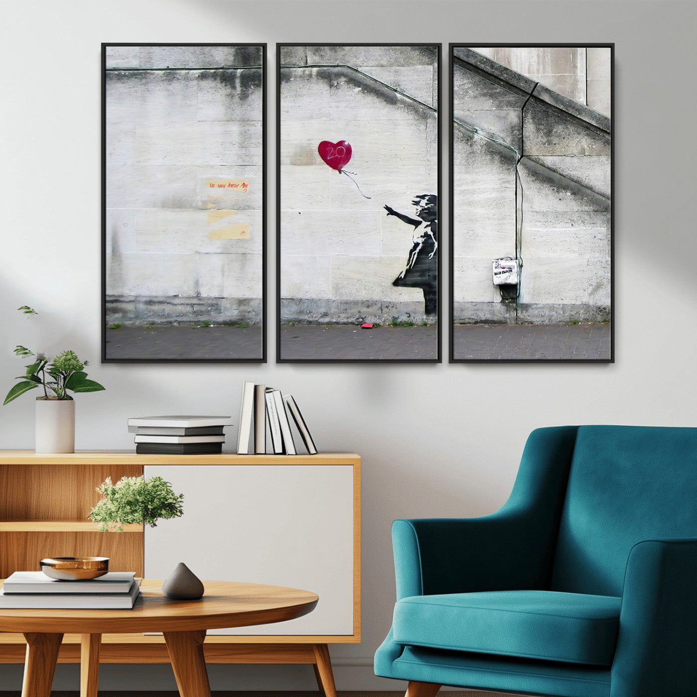 50559-MGV-CV-36X24-Banksy Girl with Balloon Wall Art – Famous Street Graffiti Canvas Print, Modern Urban Artwork for Living Room, Bedroom or Office